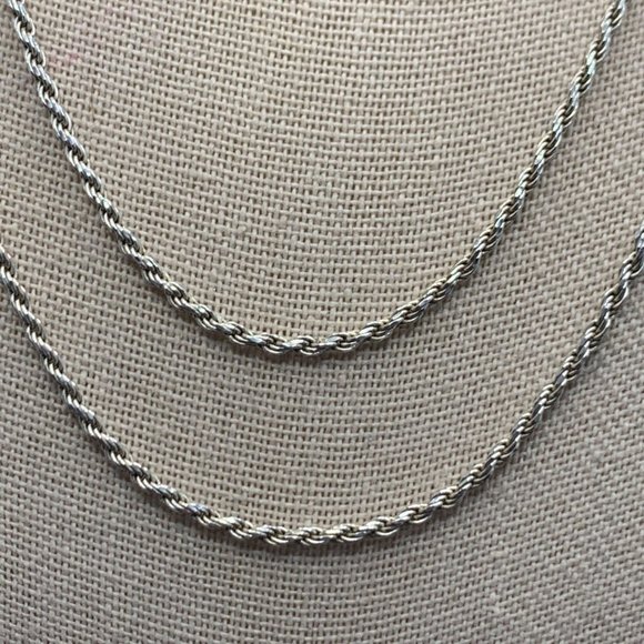 Sterling Silver 925 Italy Solid 1.5mm Rope Chain w/ Lobster Claw Clasp 25" Long - Picture 2 of 9